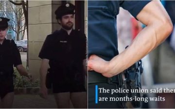 Policiais protestam sem calça em busca de novos uniformes na Alemanha