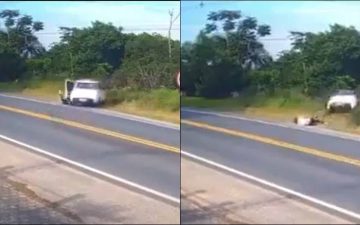 VÍDEO: Motorista cai em ribanceira ao perseguir passageiro que se jogou do carro
