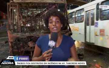 Aratu Agora traz detalhes de incêndio em ônibus na Avenida Tancredo Neves; assista aqui